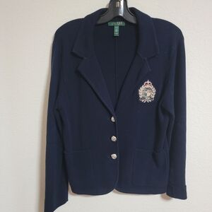 Ralph Lauren Dark Blue Women's Cardigan with Crest